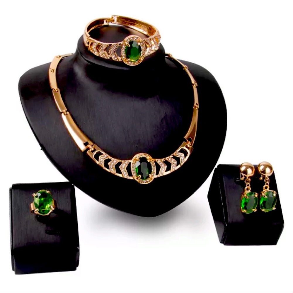 Dubai Design Saphir Green Crystal Fashion Set
